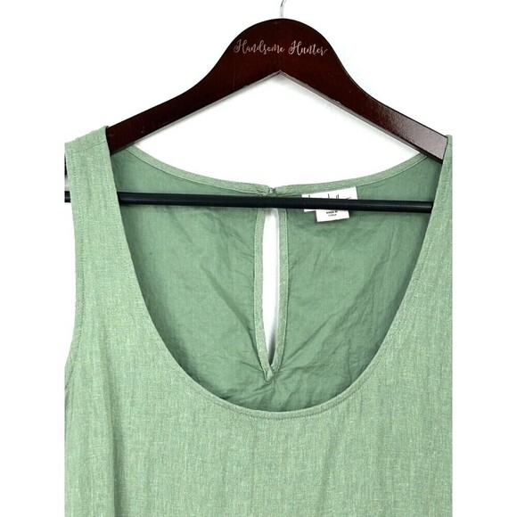 Nicole Miller M Dress Sage Linen Blend Tiered Maxi Boho Cottage Flowy Lagenlook - Picture 5 of 11